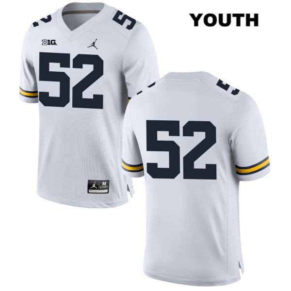 Youth NCAA Michigan Wolverines Bryce Chamberlain #52 No Name White Jordan Brand Authentic Stitched Football College Jersey XZ25K06PT